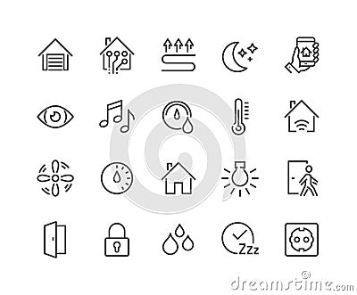 Line Smart House Icons Vector Illustration