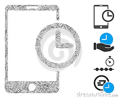 Line Smartphone Time Icon Vector Mosaic Stock Photo