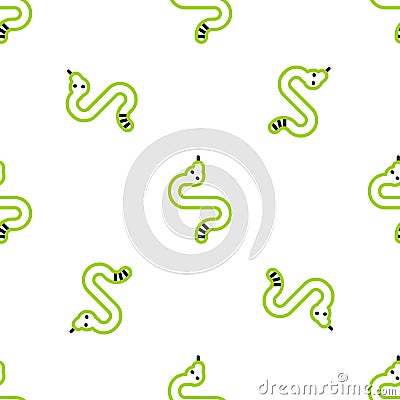 Line Snake icon isolated seamless pattern on white background. Vector Vector Illustration