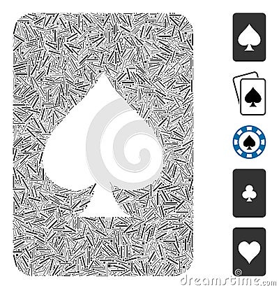 Line Spades Gambling Card Icon Vector Collage Stock Photo