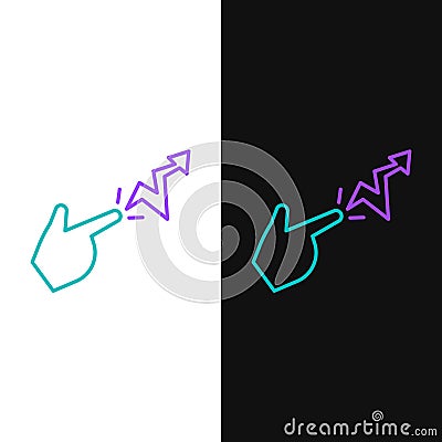 Line Spell icon isolated on white and black background. The sorcerer hand performing spells. Colorful outline concept Vector Illustration