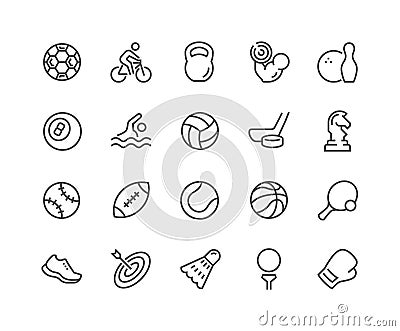 Line Sport Equipment Icons Vector Illustration