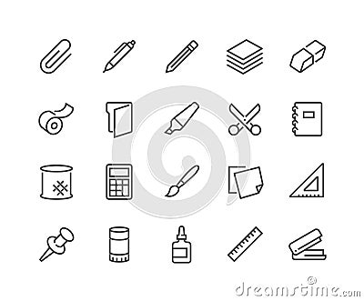 Line Stationery Icons Vector Illustration