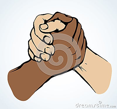 Hand wrestling contest. Vector drawing Vector Illustration