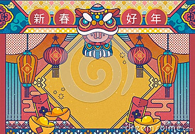 Line style Chinese new year design Vector Illustration