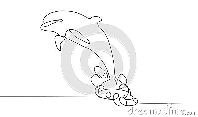 Line style dolphin illustration continuous line drawing Cartoon Illustration