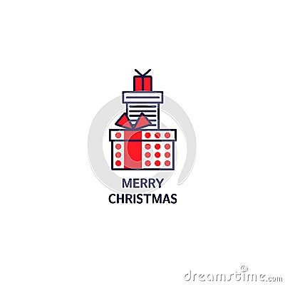 Line style icon of gifts. Simple element for Christmas card. Vector Illustration