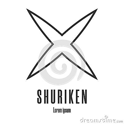 Line style icon of a shuriken. Ninja weapon. Logo, emblem. Clean and modern vector illustration for design, web. Vector Illustration