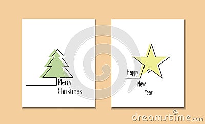 Line style logotype template with christmas tree and star . Vector Illustration