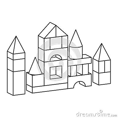 Line style toy building tower illustration for coloring book Vector Illustration