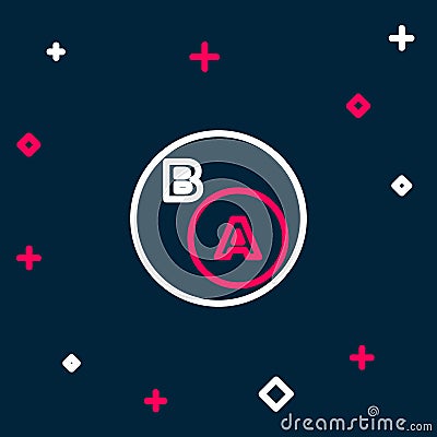 Line Subsets, mathematics, a is subset of b icon isolated on blue background. Colorful outline concept. Vector Vector Illustration