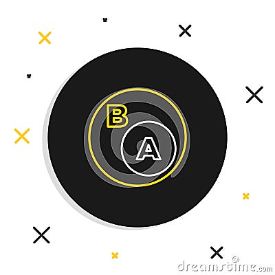 Line Subsets, mathematics, a is subset of b icon isolated on white background. Colorful outline concept. Vector Vector Illustration