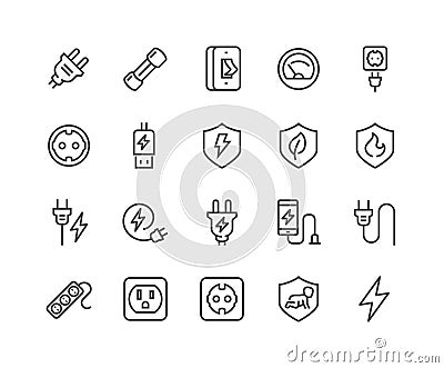 Line Surge Protector Icons Vector Illustration