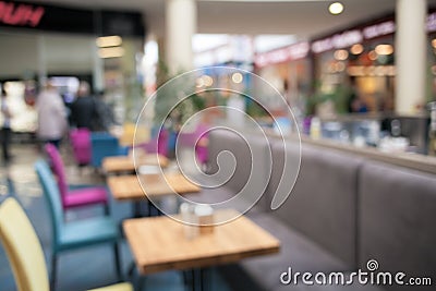 Blurred background of colorful interior at the cafe. Stock Photo