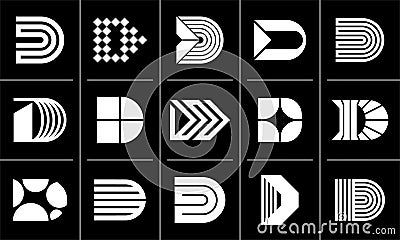 Line technology letter D logo icon design set Vector Illustration