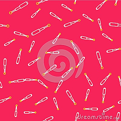 Line Telescopic baton icon isolated seamless pattern on red background. Vector Vector Illustration