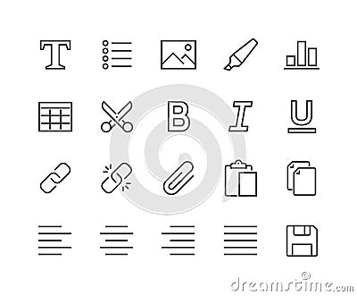 Line Text Editing Icons Vector Illustration