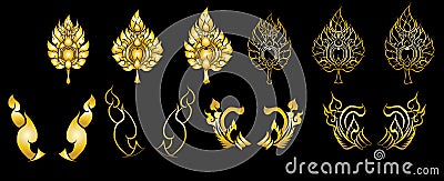 Line Thai fire design for tattoo.Japanese fire for tattoo background. Vector Illustration