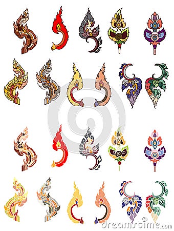 Line Thai fire design for tattoo.Japanese fire for tattoo background. Vector Illustration