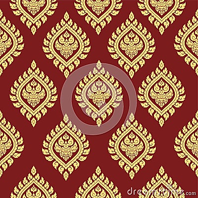 Line thai seamless pattern background Vector Illustration