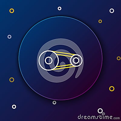 Line Timing belt kit icon isolated on blue background. Colorful outline concept. Vector Vector Illustration