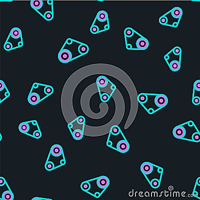 Line Timing belt kit icon isolated seamless pattern on black background. Vector Stock Photo