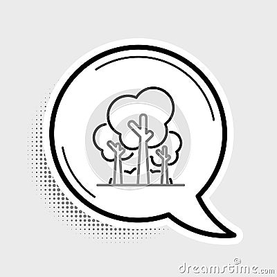 Line Trees icon isolated on grey background. Forest symbol. Colorful outline concept. Vector Vector Illustration