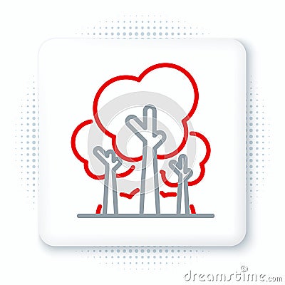 Line Trees icon isolated on white background. Forest symbol. Colorful outline concept. Vector Vector Illustration