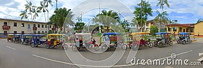 A line of tuk tuks in town square Editorial Stock Photo