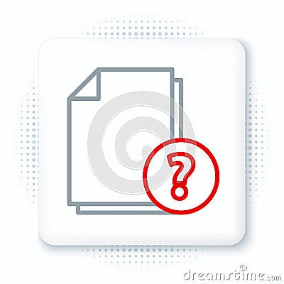 Line Unknown document icon isolated on white background. File with Question mark. Hold report, service and global search Vector Illustration