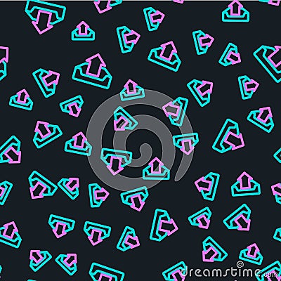 Line Upload inbox icon isolated seamless pattern on black background. Vector Illustration Vector Illustration