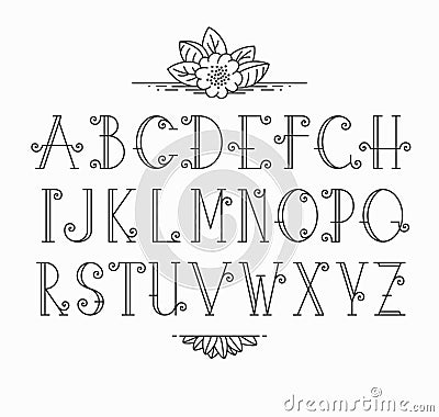 Line vector decorative font Vector Illustration