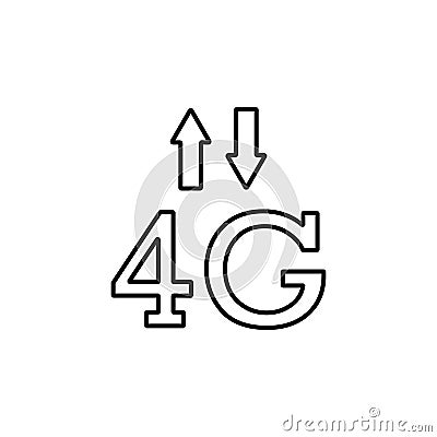 Line vector icon 4g, signal, arrows. Outline vector icon Stock Photo