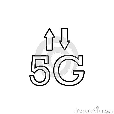 Line vector icon 5g, signal, arrows. Outline vector icon Stock Photo