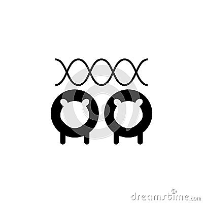 Line vector icon illustration of sheeps cloning Cartoon Illustration