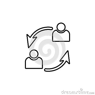 Line vector icon users, avatars, refresh. Outline vector icon Stock Photo