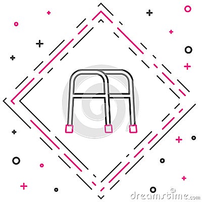 Line Walker for disabled person icon isolated on white background. Colorful outline concept. Vector Vector Illustration