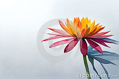 line of watercolor colorful cinia flowers on the isolated background, ai art Stock Photo