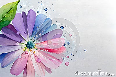 line of watercolor rainbow lily flower on the isolated background, ai art Stock Photo