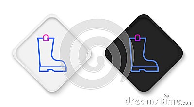 Line Waterproof rubber boot icon isolated on white background. Gumboots for rainy weather, fishing, gardening. Colorful Vector Illustration