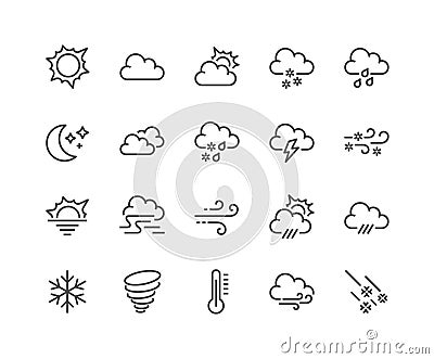 Line Weather Icons Vector Illustration