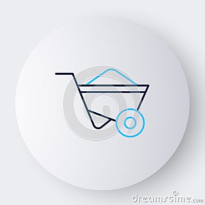 Line Wheelbarrow icon isolated on white background. Tool equipment. Agriculture cart wheel farm. Colorful outline Vector Illustration