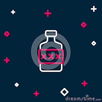 Line Whiskey bottle icon isolated on blue background. Colorful outline concept. Vector Vector Illustration