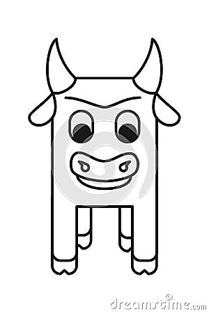 Line white black and white geometric stylized bull Vector Illustration