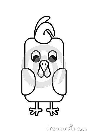 Line white black and white geometric stylized rooster Vector Illustration