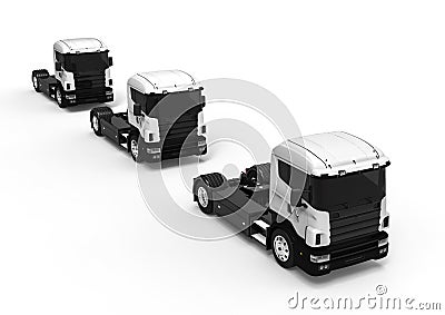 A line of White Trucks Stock Photo