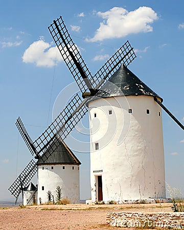 Line of Windmills Stock Photo