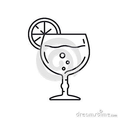 Line wineglass, tropical cocktail cup, toast icon. Binge, drink, champagne, wine. Party celebration, holidays event Vector Illustration