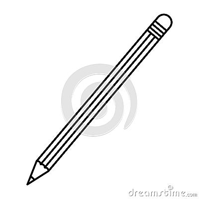 Line wood pencil object school style Vector Illustration