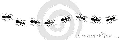 Line of working ants vector illustration isolated on white Vector Illustration